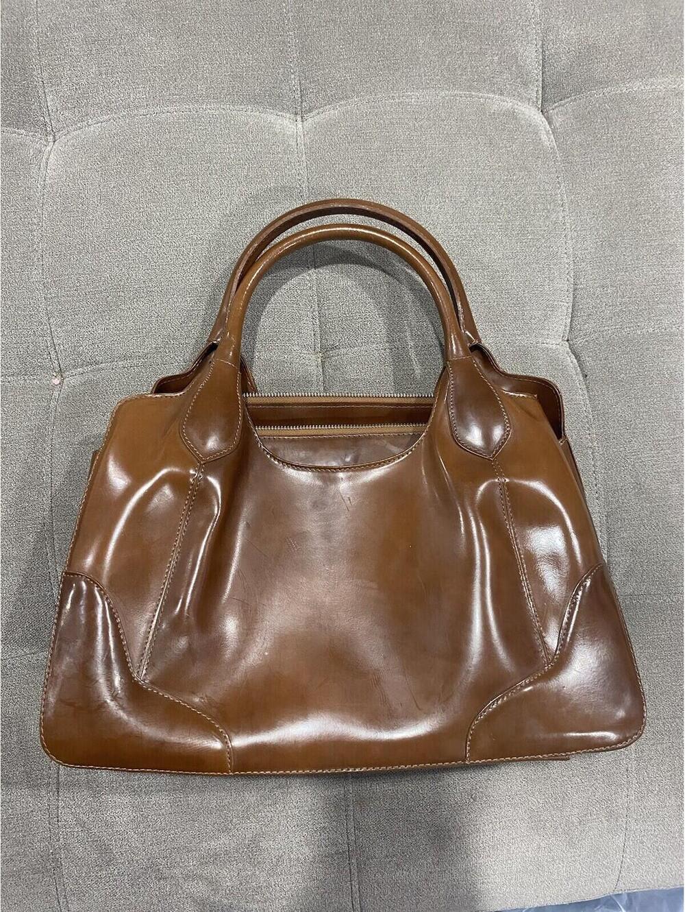 Varriale Red Large Satchel Patent Leather Handbag